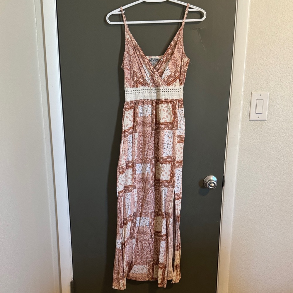 J for Justify Pink and Cream Patchwork Maxi Dress